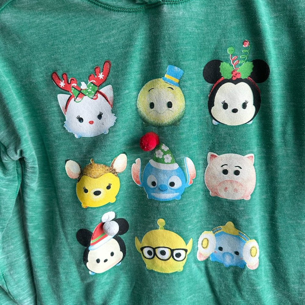 🧡 3/$15 - Disney Tsum Tsum Green Christmas Hoodie Kid Large - Picture 10 of 10